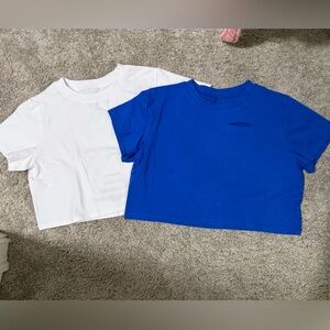Vibrant Blue & White Women's Crop Tops- 2 tops